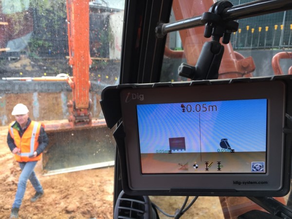 iDig Touch 2D grade control in cab