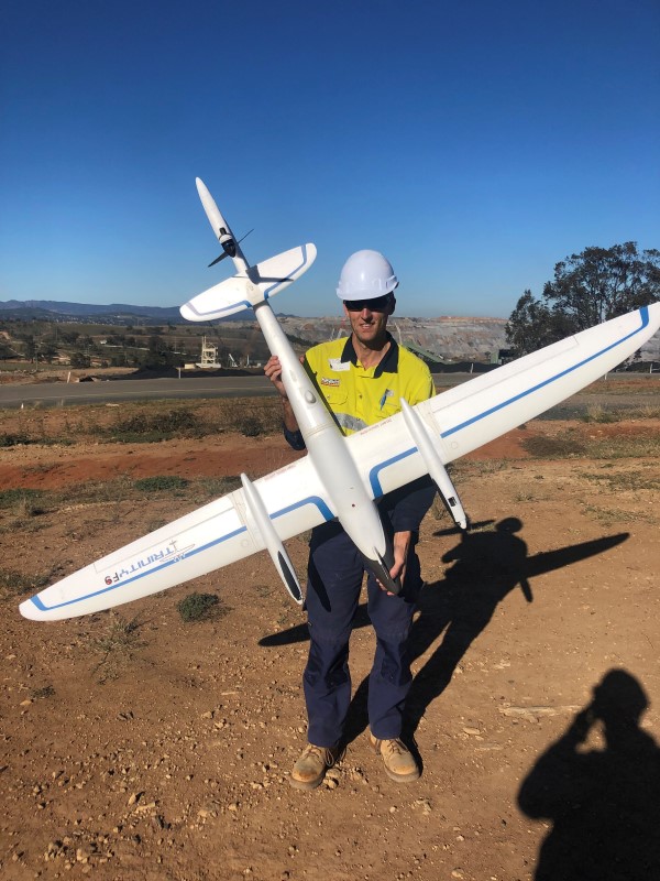Surveyor using the Trinity F9 survey drone from Aptella